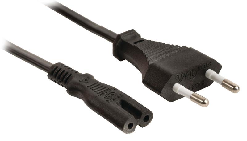 Valueline VLEP11040B20 Stroomkabel Euro-plug mannelijk - IEC-320-C7 2,00 m zwart
