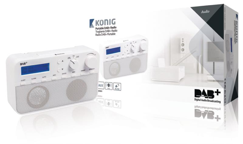 König HAV-DABR100WH DAB+ radio 20 voorkeurzenders en alarmklok wit