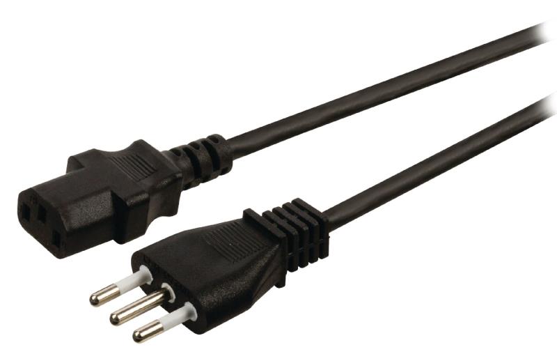 Valueline VLEP11300B100 Stroomkabel Italiaanse plug mannelijk - IEC-320-C13 10,0 m zwart