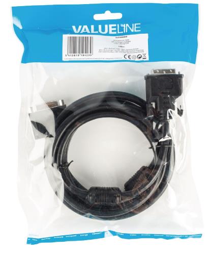 Valueline VLCP32055B20 DVI verlengkabel DVI-I 24+5-pin male - DVI-I 24+5-pin female 2,00 m zwart