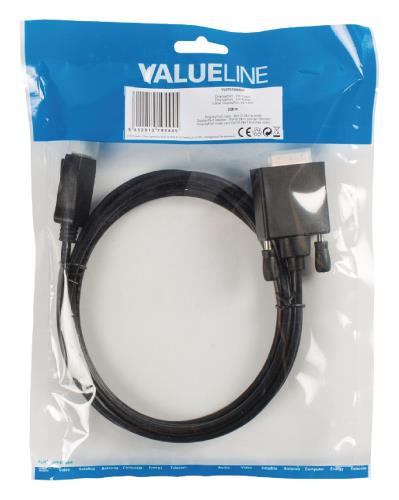 Valueline VLCP37200B20 DisplayPort - DVI kabel DisplayPort male - DVI-D 24+1p male 2,00 m zwart