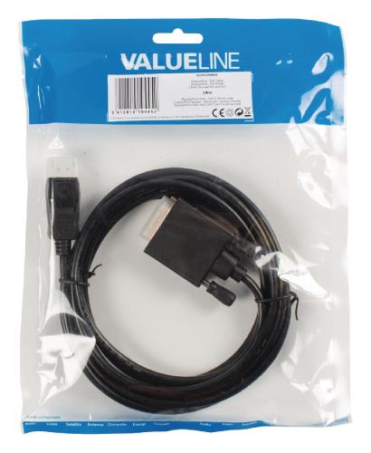 Valueline VLCP37200B30 DisplayPort - DVI kabel DisplayPort male - DVI-D 24+1p male 3,00 m zwart