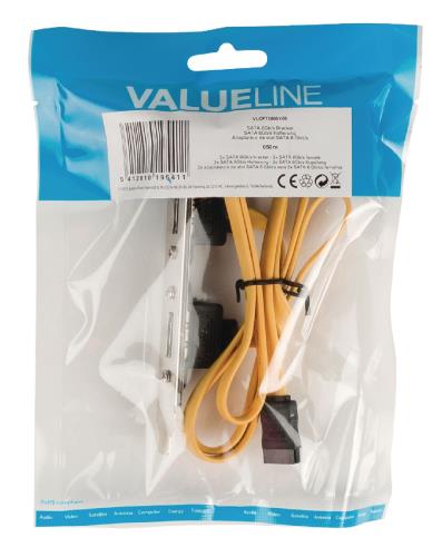 Valueline VLCP73805Y05 SATA 6Gb/s Beugel 2x SATA 6Gb/s beugel - 2x SATA 6Gb/s vrouwelijk 0,50 m geel
