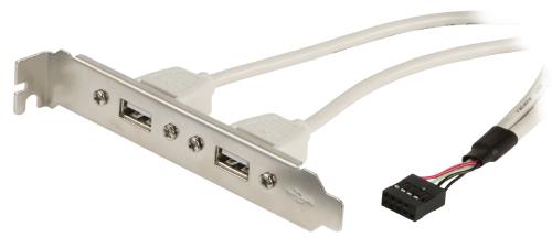 Valueline VLCP74800E05 USB 2.0 beugel 2x USB 8-pins vrouwelijk internal - 2x USB A beugel 0,50 m zwart