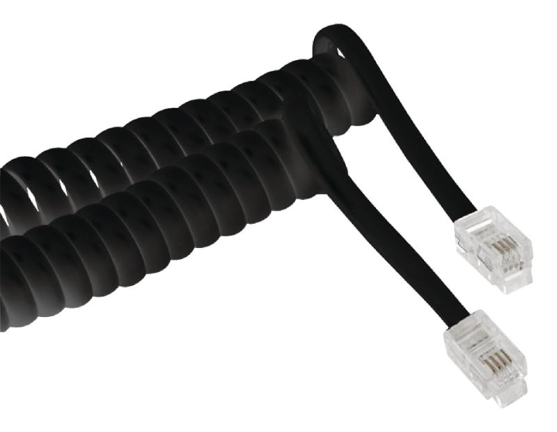 Valueline VLTP90100B20 Headset spiraalkabel RJ10 mannelijk - RJ10 mannelijk 2,00 m zwart