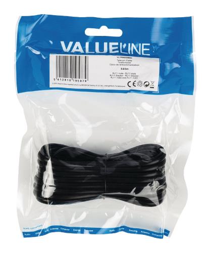 Valueline VLTP90200B50 Telecom kabel RJ11 mannelijk - RJ11 mannelijk 5,00 m zwart