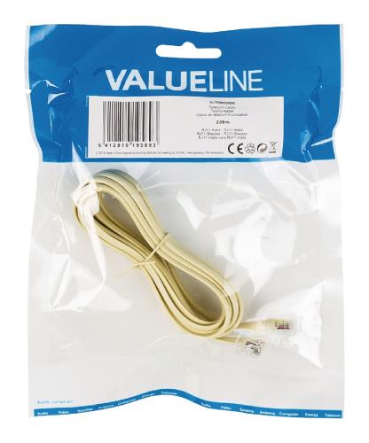 Valueline VLTP90200I20 Telecom kabel RJ11 mannelijk - RJ11 mannelijk 2,00 m ivoor