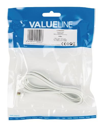Valueline VLTP90200W20 Telecom kabel RJ11 mannelijk - RJ11 mannelijk 2,00 m wit
