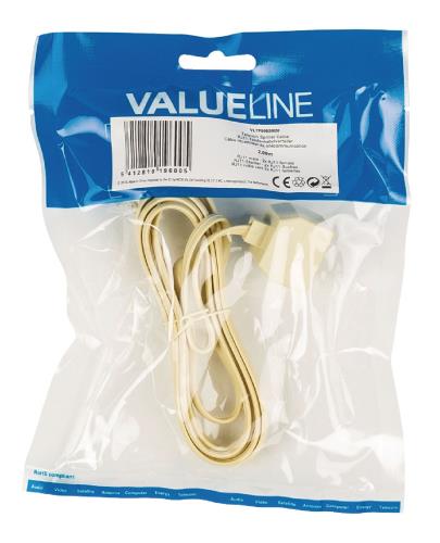 Valueline VLTP90820I20 Telecom splitterkabel RJ11 mannelijk - 2x RJ11 vrouwelijk 2,00 m ivoor