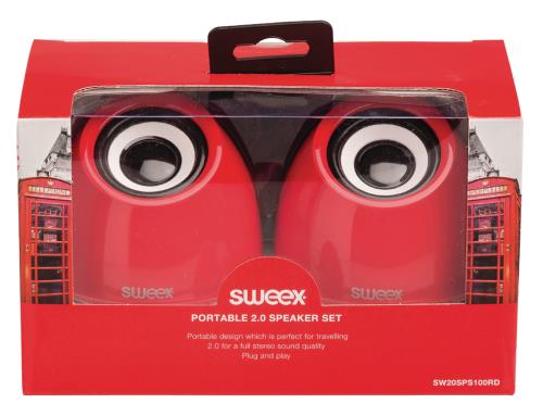 Sweex SW20SPS100RD 2.0 speakerset USB voeding 2x 3 W draagbaar rood