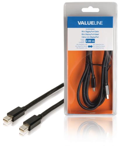 Valueline VLCB37500B20 Mini-DisplayPort-kabel Mini-DisplayPort mannelijk - Mini-DisplayPort mannelijk 2,00 m zwart