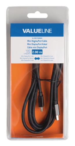 Valueline VLCB37500B20 Mini-DisplayPort-kabel Mini-DisplayPort mannelijk - Mini-DisplayPort mannelijk 2,00 m zwart
