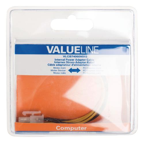 Valueline VLCB74060V015 Interne stroom adapterkabel Molex mannelijk - PCI Express mannelijk 0,15 m veelkleurig