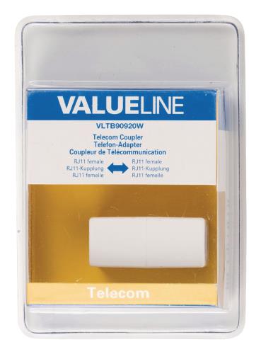 Valueline VLTB90920W Telecomkoppeling RJ11 vrouwelijk - RJ11 vrouwelijk wit