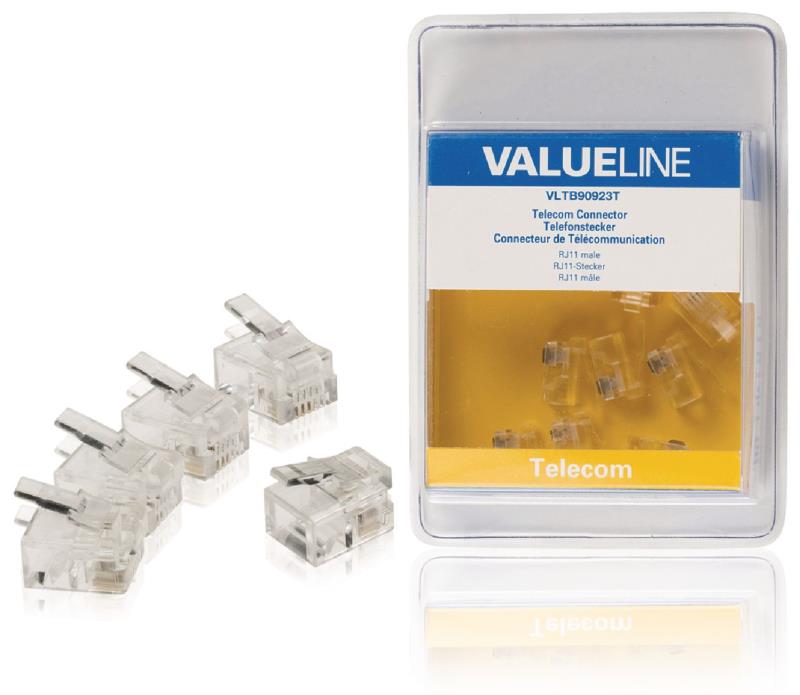 Valueline VLTB90923T Telecomconnector RJ11 mannelijk transparant