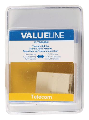 Valueline VLTB90990I Telecomsplitter RJ11 vrouwelijk - 2x RJ11 vrouwelijk ivoor