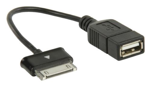 Valueline VLMB39205B02 OTG data kabel voor Samsung 30-pins mannelijk - USB A vrouwelijk zwart 0,20 m