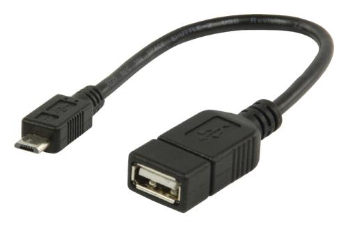 Valueline VLMB60515B02 USB adapterkabel USB 2.0 A vrouwelijk - USB 2.0 Micro B mannelijk OTG zwart 0,20 m