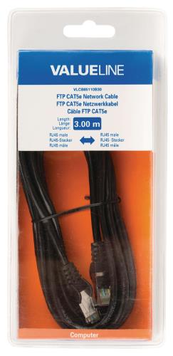 Valueline VLCB85110B30 FTP CAT5e netwerkkabel RJ45 mannelijk - RJ45 mannelijk 3,00 m zwart