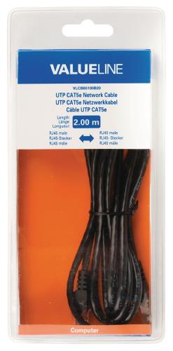Valueline VLCB85100B20 UTP CAT5e netwerkkabel RJ45 mannelijk - RJ45 mannelijk 2,00 m zwart