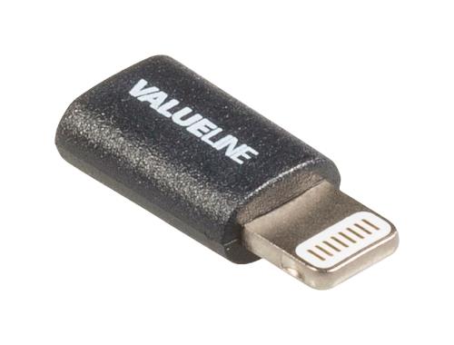 Valueline VLMP39901B USB lightning-adapter lightning mannelijk - USB Micro B vrouwelijk zwart