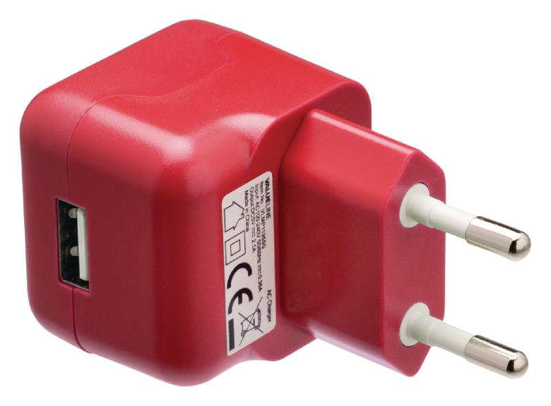 Valueline VLMP11955R USB-lader USB A female - AC-huisaansluiting rood