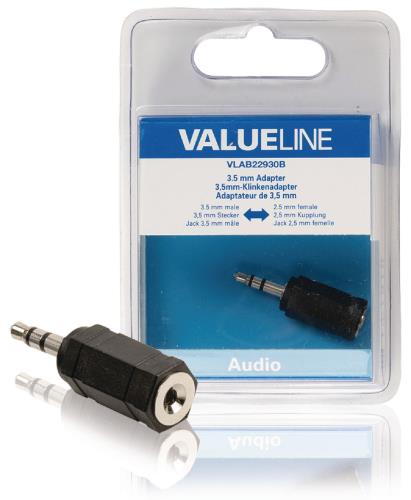 Valueline VLAB22930B Audio-adapter 3,5 mm male - 2,5 mm female zwart