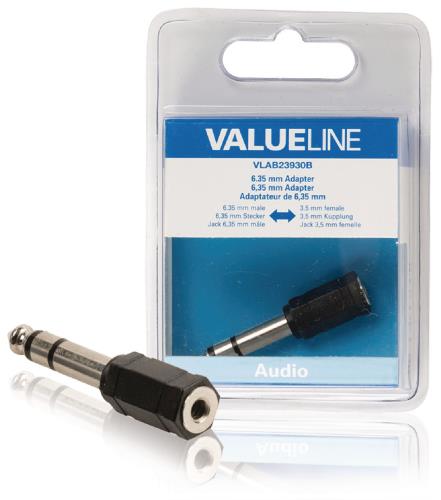 Valueline VLAB23930B Audio-adapter 6,35 mm male - 3,5 mm female zwart