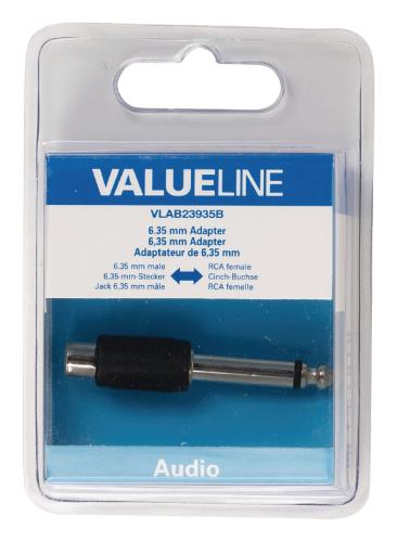 Valueline VLAB23935B Audio-adapter 6,35 mm male - RCA female zwart