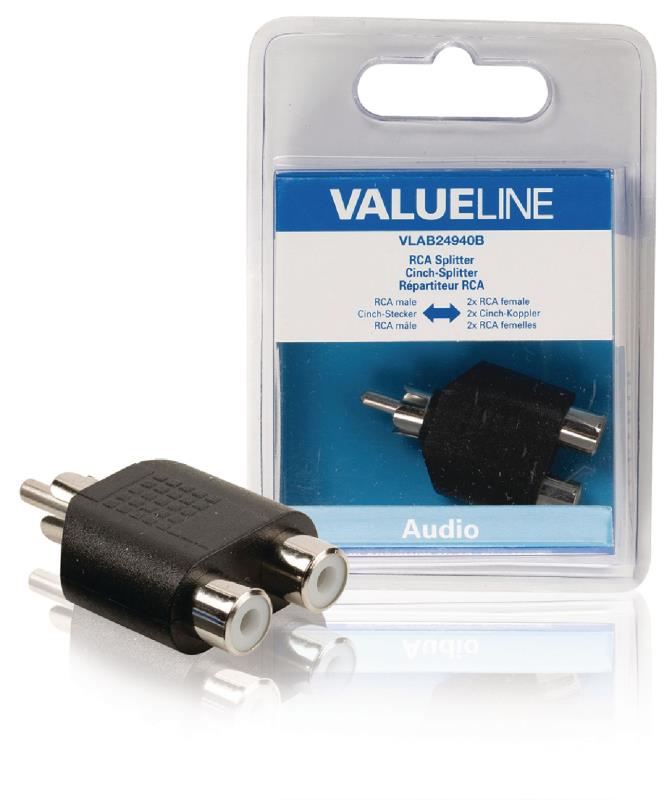 Valueline VLAB24940B Audio-splitter RCA male - 2x female zwart