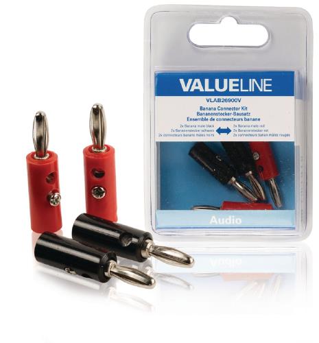 Valueline VLAB26900V Audio-aansluitset 2x banaan male zwart - 2x banaan male rood
