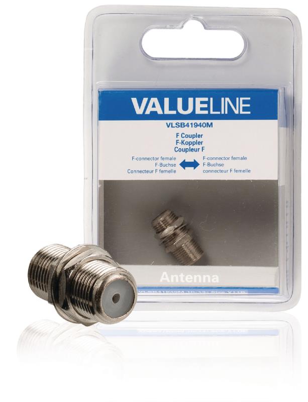 Valueline VLSB41940M Antennekoppelstuk F -connector female - female metaal