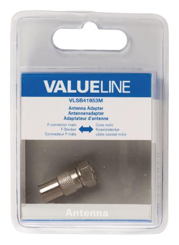 Valueline VLSB41953M Antenne-adapter F-connector male - coax male metaal