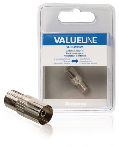 Valueline VLSB41955M Antenne-adapter F-connector female - coax female metaal