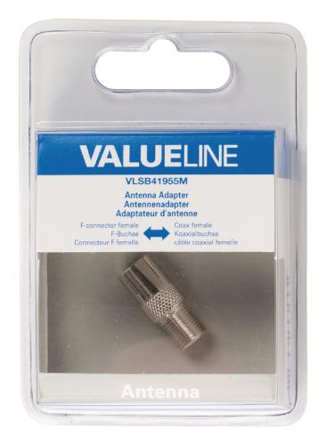 Valueline VLSB41955M Antenne-adapter F-connector female - coax female metaal
