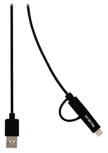 Valueline VLMP39400B1.00 Sync- en oplaadkabel USB 2.0 A male - Micro B male met lightning-adapter 1,00 m zwart