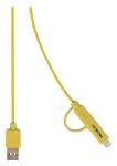 Valueline VLMP39400Y1.00 Sync- en oplaadkabel USB 2.0 A male - Micro B male met lightning-adapter 1,00 m geel