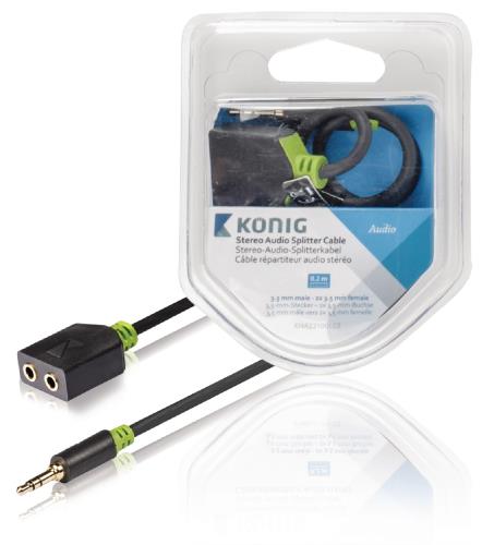 König KNA22100E02 Stereo audio splitterkabel 3,5 mm male - 2x female 0,20 m grijs