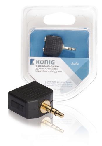 König KNA22945E 3,5 mm audio splitter 3,5 mm male - 2x 3,5 mm female 1 stuk grijs