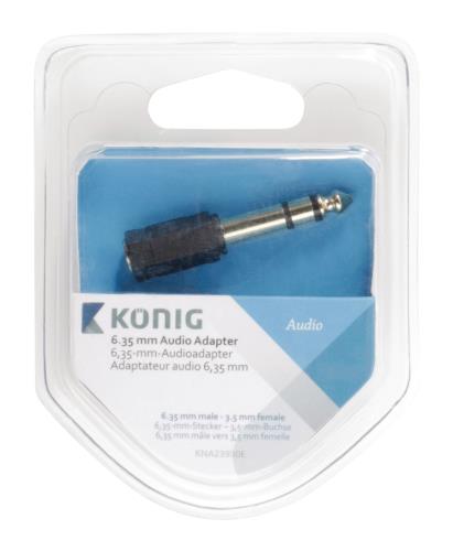 König KNA23930E 6,35 mm audio adapter 6,35 mm male - 3,5 mm female 1 stuk grijs