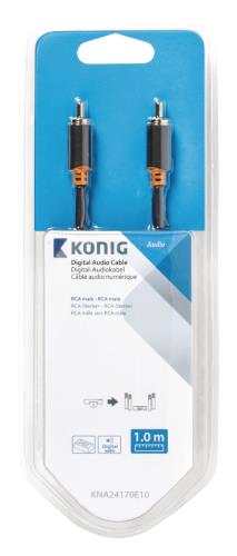 König KNA24170E10 Digitale audiokabel RCA male - male 1,00 m grijs