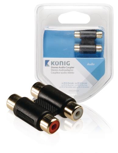 König KNA24952E Stereo audiokoppelstuk 2x RCA female - 2x female 1 stuk grijs