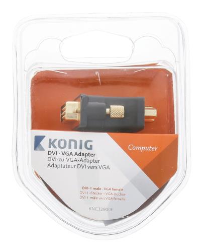 König KNC32900E DVI - VGA adapter DVI-I male - VGA female 1 stuk grijs