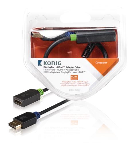 König KNC37150E02 DisplayPort - HDMI adapterkabel DisplayPort male - HDMI ingang 0,20 m grijs