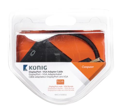 König KNC37350E02 DisplayPort - VGA adapterkabel DisplayPort male - VGA female 0,20 m grijs