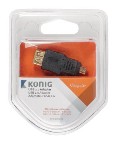 König KNC60901E USB 2.0 adapter Micro B male - A female 1 stuk grijs
