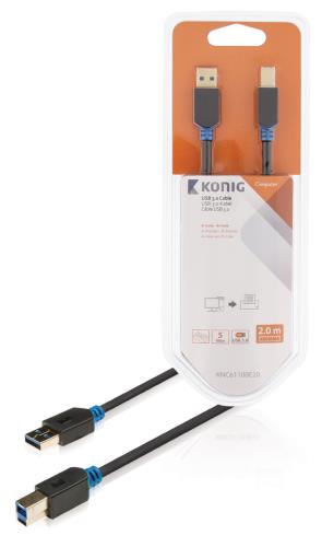 König KNC61100E20 USB 3.0 kabel A male - B male 2,00 m grijs