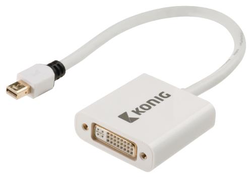 König KNM37750W02 Mini DisplayPort - DVI adapterkabel mini DisplayPort male - DVI female 0,20 m wit