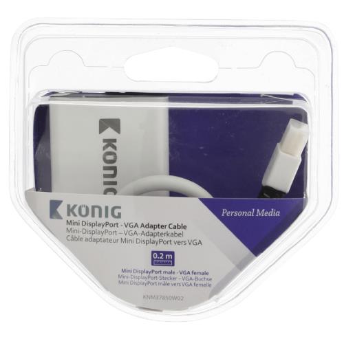 König KNM37850W02 Mini DisplayPort - VGA adapterkabel mini DisplayPort male - VGA female 0,20 m wit