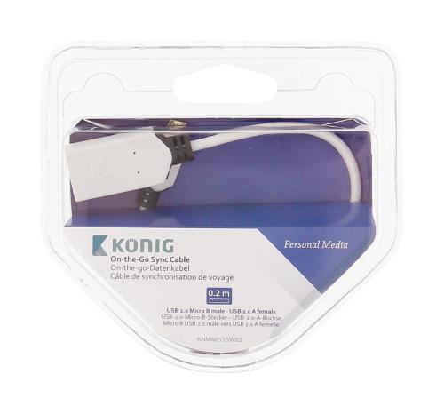 König KNM60515W02 OTG datakabel USB 2.0 Micro B male - USB 2.0 A female 0,20 m wit